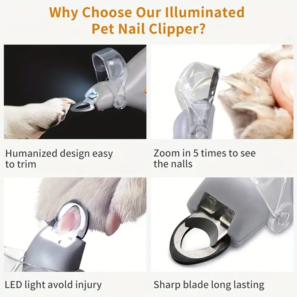 LED Pet Nail Clippers – See-Through-the-Nail Precision Trimming for Dogs & Cats