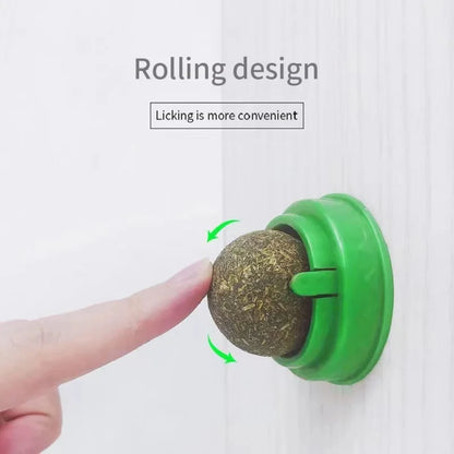 Catnip Wall Ball – Rotating Licking Toy for Dental Health & Playtime