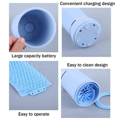 Electric Paw Cleaner for Dogs & Cats | Automatic Deep-Clean Pet Paw Washer | Portable, USB Rechargeable, Gentle Silicone Bristles